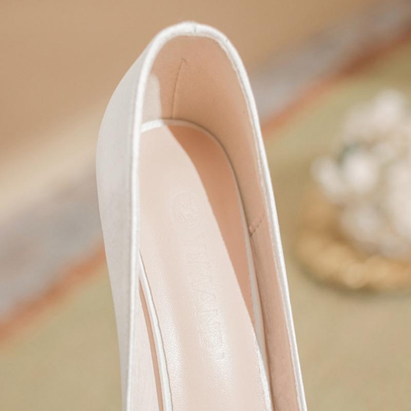 New Pointed Stiletto Shoes Large Size Plus Wide Pearl Women's High Heels Wedding Shoes Bridesmaid Shoes Rhinestone Fashion