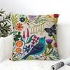 Butterfly Bird And Flower Print Pillow Case Cotton Linen Fabric Square Zipper Pillowcase Home Decorative Living Room