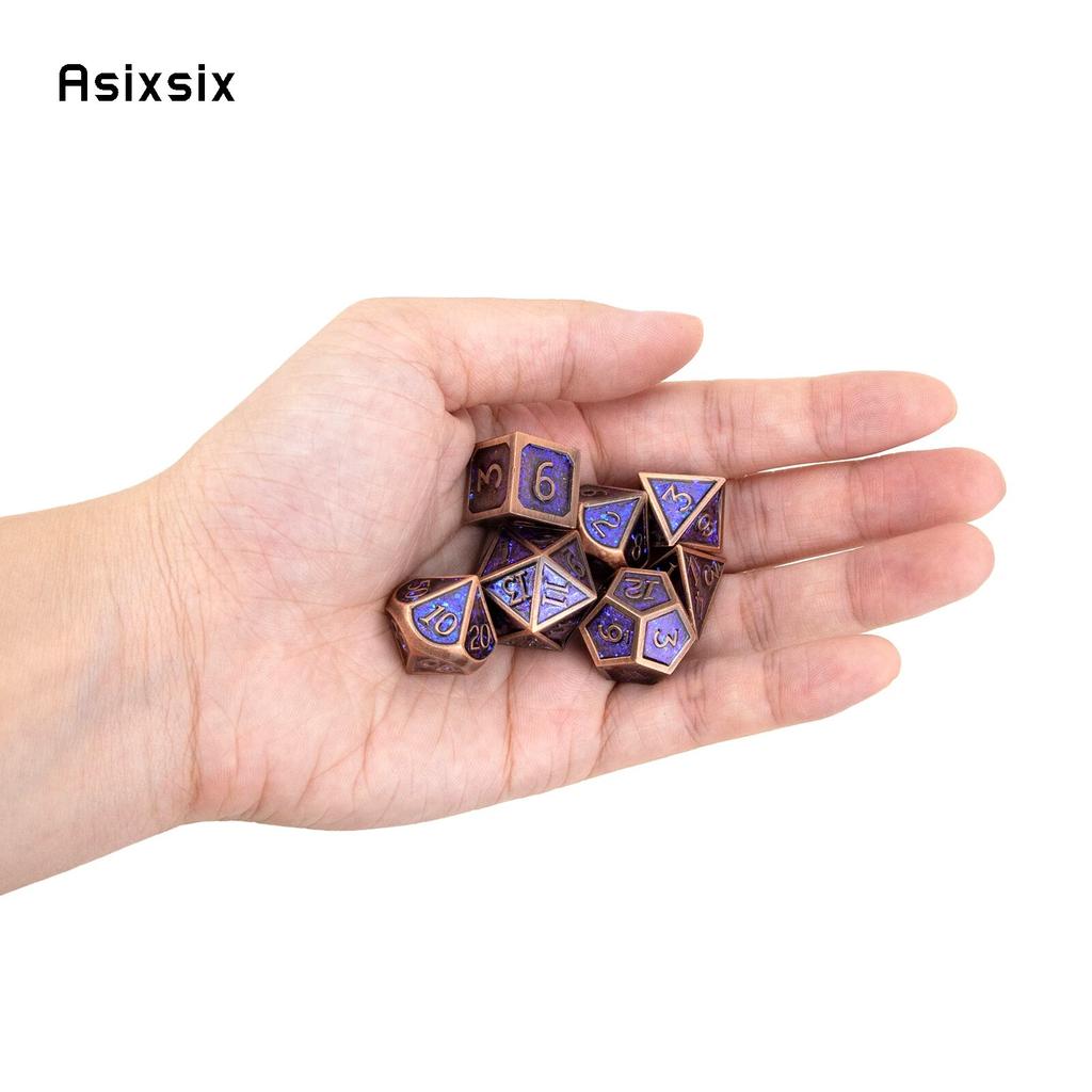 7 шт. фиолетовые медные стандартные металлические кубики, набор цельнометаллических многогранных кубиков, подходящий для ролевой игры, настольной игры, карточной игры