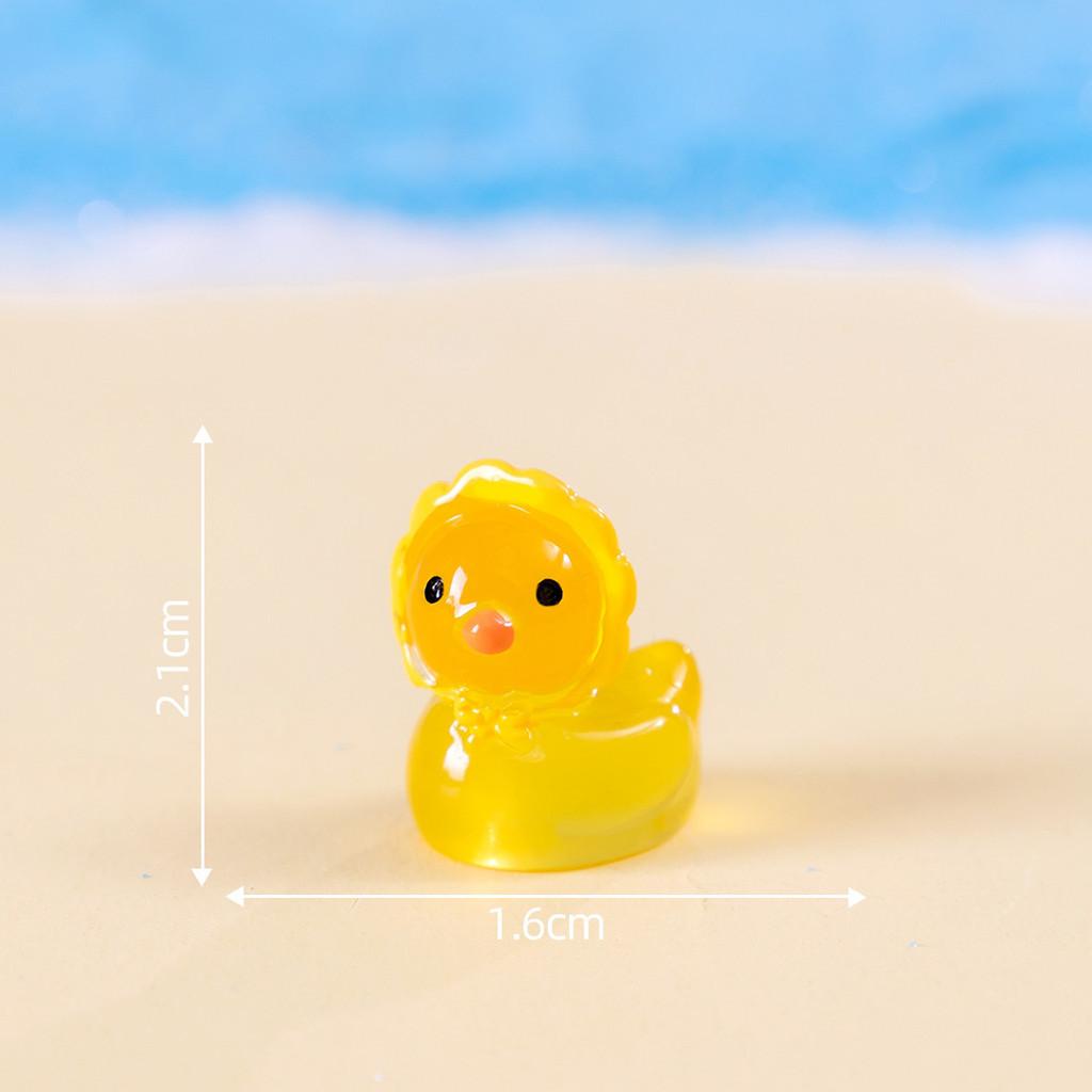 Adorable Luminous Playful Duckling Figurines Resin Miniature Decor Set