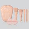 8PCS Shell Pattern Mirror Box Mini Loose Powder Blush Concealer Eyeshadow Makeup Brush Set Double-sided Triangular Powder Puff