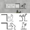 Minimalist La Linea Switch Sticker - Cartoon Character Line Drawing Power Switch Decal Home Office Decor