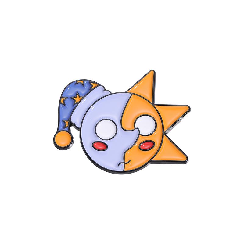 Sun And Moon Good Night Enamel Pins Custom Suncat And Mooncat Brooches Lapel Badges Funny Jewelry Gift for Kids Friends