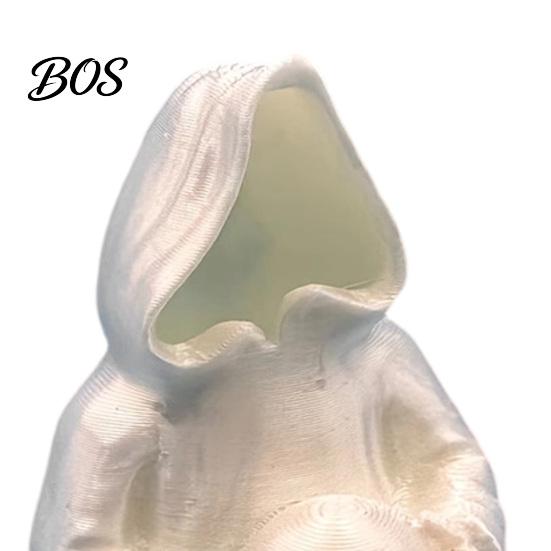 Glow Ghost Figurine 3D Printed in The Dark Skull Ornament, Gothic Hooded Statue Ornaments for Halloween Desktop Decoration, Luminous Resin Party Home