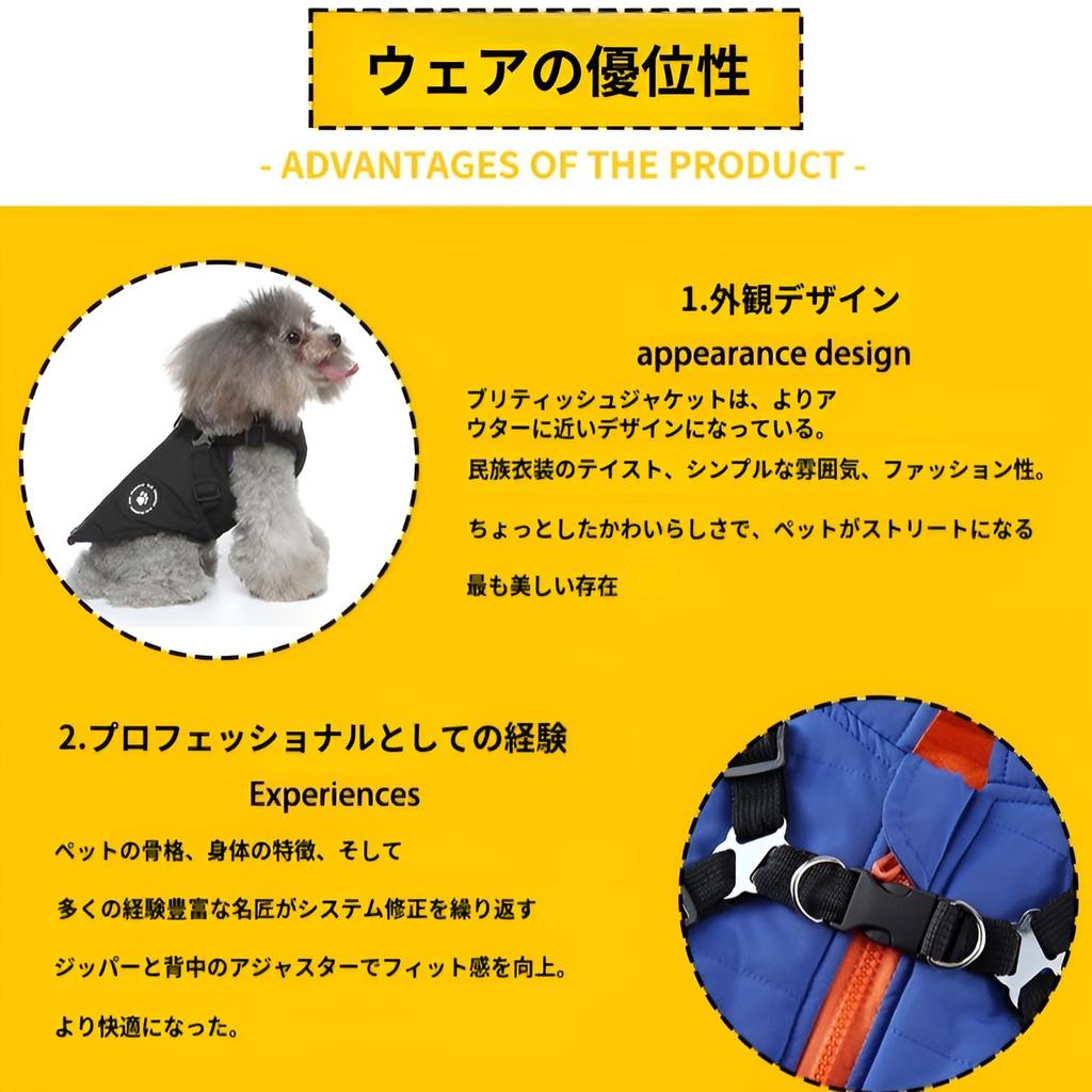 GIIPET Winter Dog Integrated Padded Cotton Dog Down Easy to Put on and Take Waterproof Jacket for Autumn and Pet Clothes for Small and Medium Outings