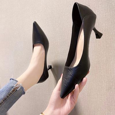 Модные новые черные туфли-лодочки с острым носком и высоким каблуком, женские сексуальные туфли-стилеты, женские туфли для платья, простые и универсальные модные туфли