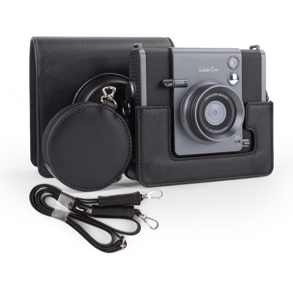 Защитный чехол MUZIRI KINOKOO INSTAX Wide EVO для камеры мгновенной печати с текстурой личи, горизонтальный стиль, чехол из искусственной кожи для камеры Fuji Wide EVO с регулируемым