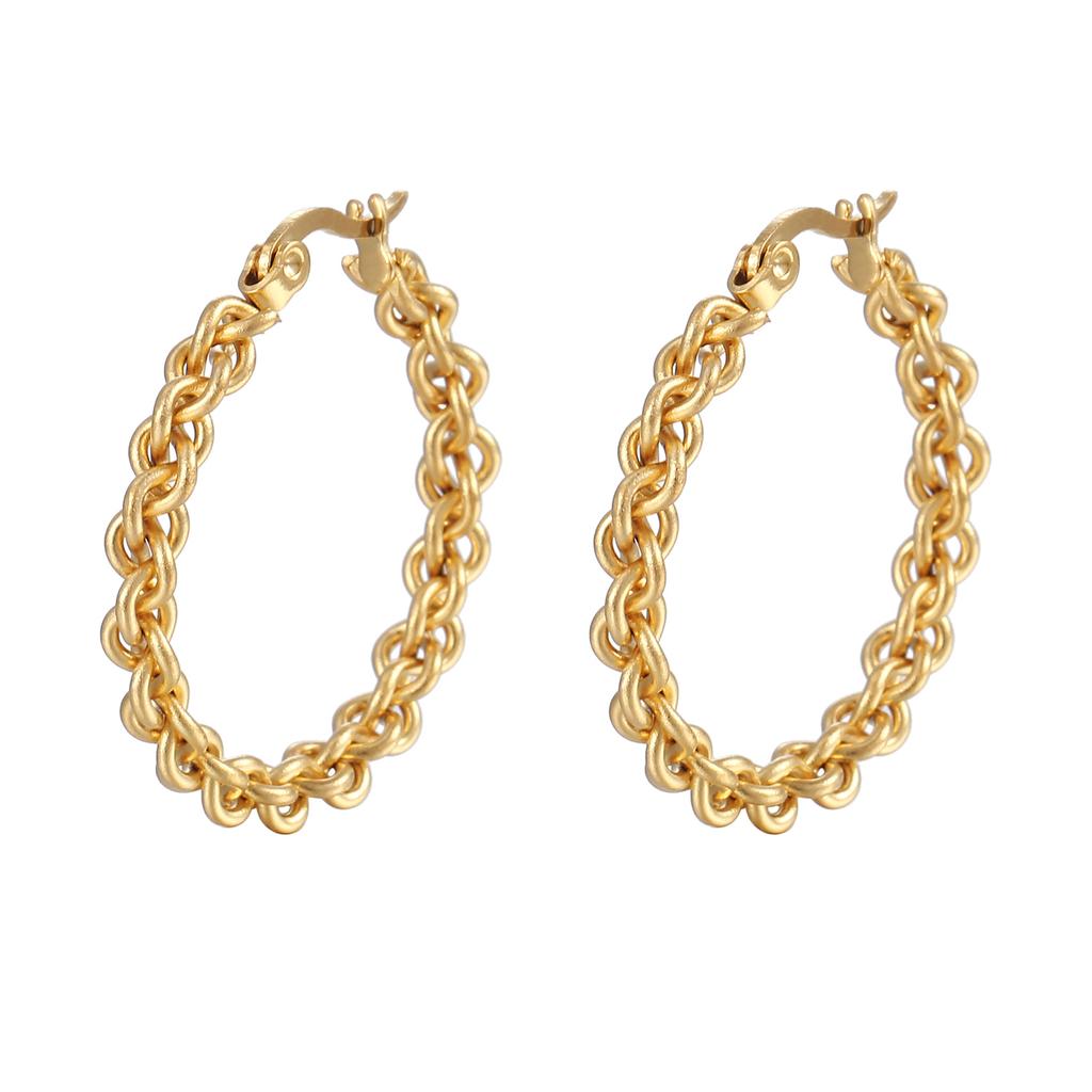 Стильные круглые многорядные витые женские серьги из титановой стали 18 карат, простые ретро-серьги с круглыми пряжками из нержавеющей стали