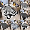 Black and White Vortex 3D Effect Carpet Living Room Bedroom Balcony Sofa Table Entrance Rug Non-slip Washable Home Mat Decor