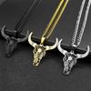 1pc Fashion Bull Head Pendant, Animal Cowboy Necklace, Unisex Stainless Steel Mexican Bullfighting Jewelry