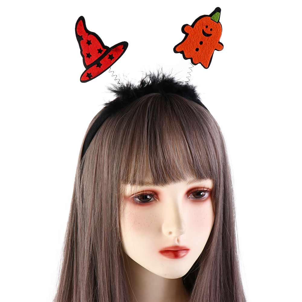 Spider Halloween Feather Headband Cartoon Ghost Headband Trendy Pumkin Hairband  Girl