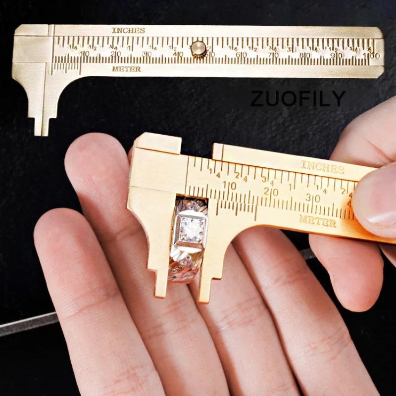 Brass Vernier Caliper Rust Proof Durable Pocket Slide Gauge Metric Imperial Scale for Daily Household Measurement Use