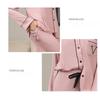 Women's Modal Rayon Pajamas Cardigan Stripe with Eye Mask Long Pants Set Casual Homewear Pajama Set
