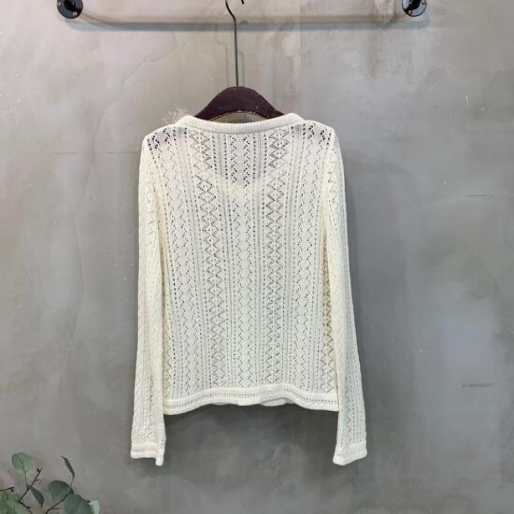 C S In The Room Seoh SCarf meSh punChIng Long Sleeve Knit 3Color