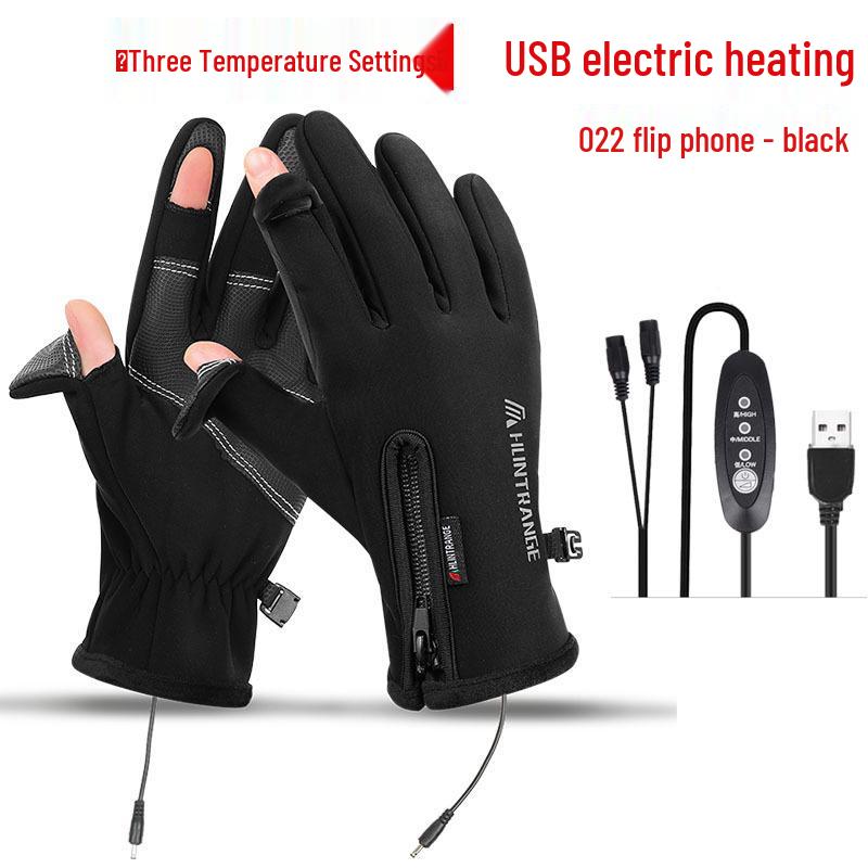 USB Heated Waterproof Cycling Gloves - Windproof, Fleece-Lined, Night Reflective, 5V Electric Warmth