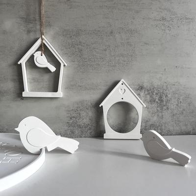Дом с птицей Силиконовая форма Дом Птица Подвесное украшение на стену Гипсовая форма Весна Полое сердце Дом Настенный венок Форма для литья