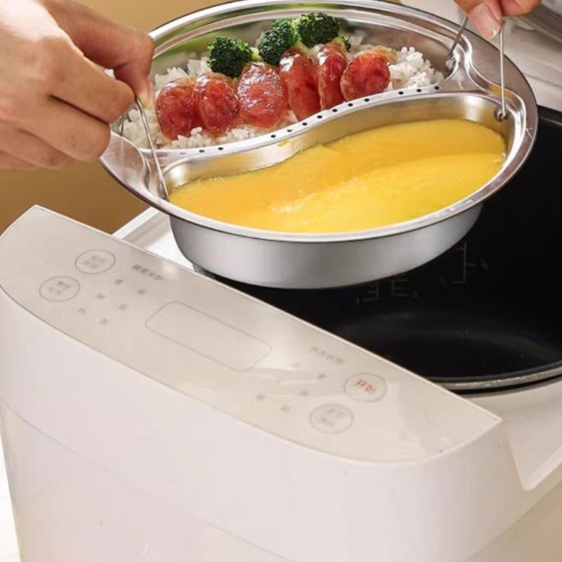 Sectioned Steam Tray Round Metal Insert with Wire Grip Handles for Soup Pot Service and Daily Family Table Tasks