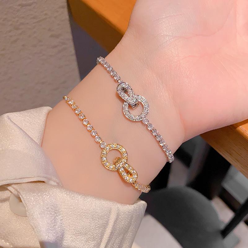 New Korean Round Package Zircon Bracelet for Women, Fashionable and Versatile, Light Luxury Bracelet