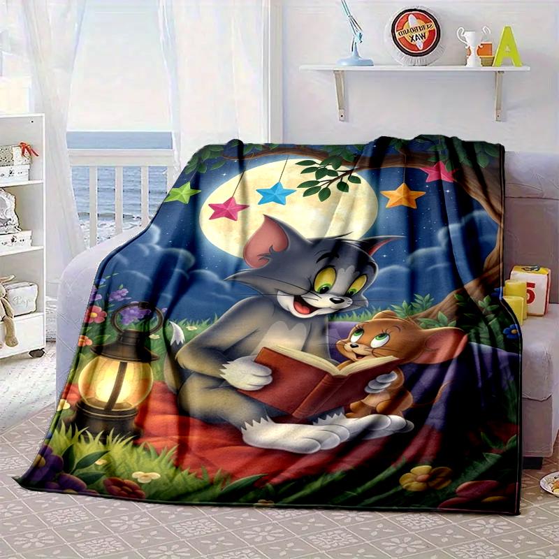 Cat and Mouse Blanket Flannel Blanket for bed, sofa, Camping, Hiking, Picnic Essentials, gift for family Fan gifts
