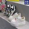 2025 Spring New Versatile College Style Fashion Board Shoes Thin Sports and Leisure Shoes Thick Sole Height Increase White Shoes Women