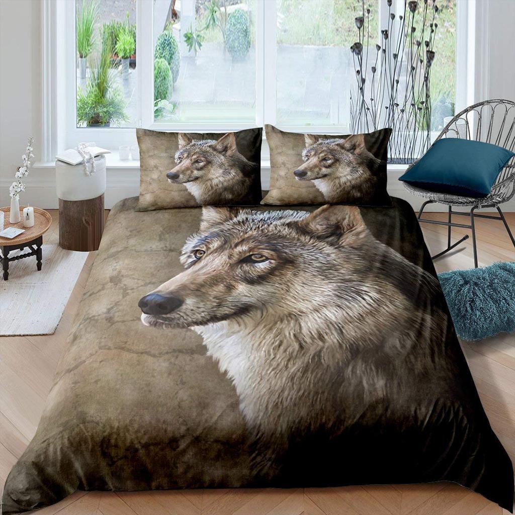 Wolf Dreamcatcher Duvet Cover Set Full Size Indian Dreamcatcher Animal 3D Bedding Set Exotic Style Bohemia Comforter/Quilt Cover