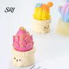Cute Resin Cactus Mini Figurine Miniature Potted Plant Ornament Small Artificial Fake Cacti Decorative for Car Dashboard Home Office Desk Decor