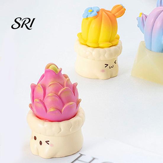 Cute Resin Cactus Mini Figurine Miniature Potted Plant Ornament Small Artificial Fake Cacti Decorative for Car Dashboard Home Office Desk Decor