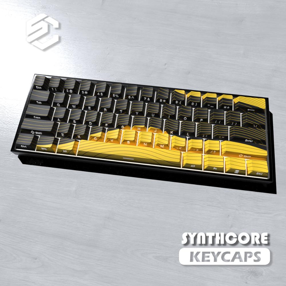 Contour Black Gold Side-engraved Translucent Keycaps for 74-key PBT Cherry Adapted To MX Switch 60 61 68 Mechanical Keyboards.