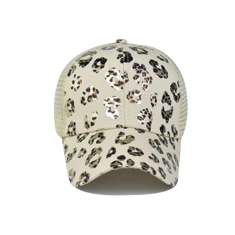 Foreign Trade Golden Leopard Print Cross Ponytail Hat European and American Women Ponytail Hat Sunscreen Visor Ponytail Baseball Cap