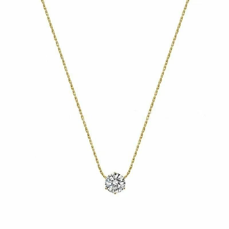 Simple Titanium Steel Six Prong Set Zircon Necklace Elegant And Luxurious High End Jewelry