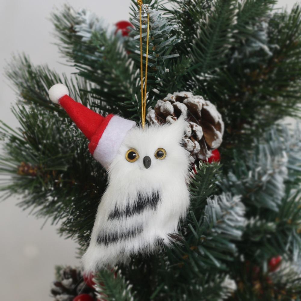 Simulation Fur Simulation Owl Plush Christmas Tree Hanging Plush Animal Ornament Christmas Gifts
