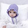 Модная Осенне-Зимняя Шапка для Младенца Теплая Шерстяная Шапка с Кружевной Отделкой Защита Ушей Регулируемая Вязаная Шапка 0-2 Года Детская Шапка с Капюшоном