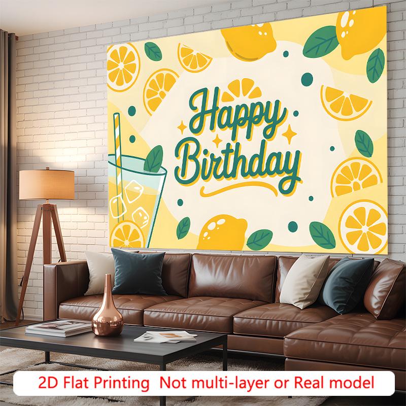 Party Backdrop Flat Bright Lemon Festive Citrus Photo Background Decor Front Door Decor