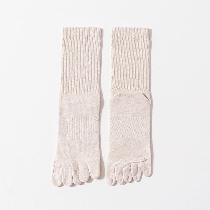 Однотонные носки с пятью пальцами Мужские носки средней длины из чистого хлопка, бесшовные, дышащие, влагоотводящие, дезодорирующие и антибактериальные, хлопковые с разделением пальцев