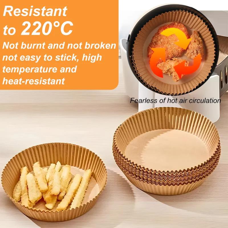 50/100 шт., одноразовая бумага для фритюрницы, антипригарная бумага для выпечки, круглые бумажные вкладыши для фритюрницы, бумажные кухонные аксессуары
