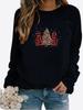 Autumn and Winter Women's Christmas Theme Printing Sweater Round Neck Long Sleeve Casual Sweatshirt Plus Size Top