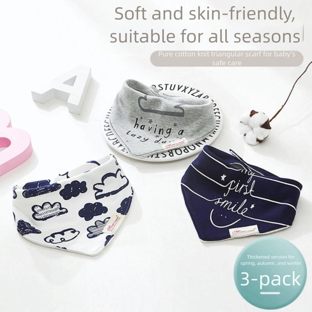 Soft Texture Drool Bibs Stripes Pattern Saliva Towels 3pcs Set Bandana Bibs Burping Time