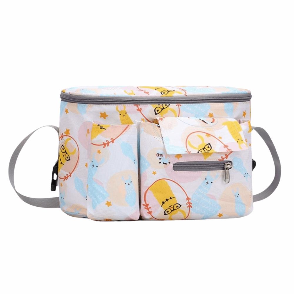 Large Capacity Baby Stroller Bag Multiple Pockets Oxford Cloth Baby Stroller Hanging Bag with Zipper Cartoon