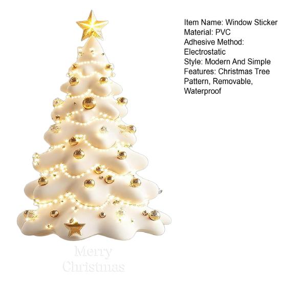 Christmas Tree Window Cling Removable Waterproof PVC Winter Merry Christmas Static Glass Sticker Holiday Party Decoration Decal