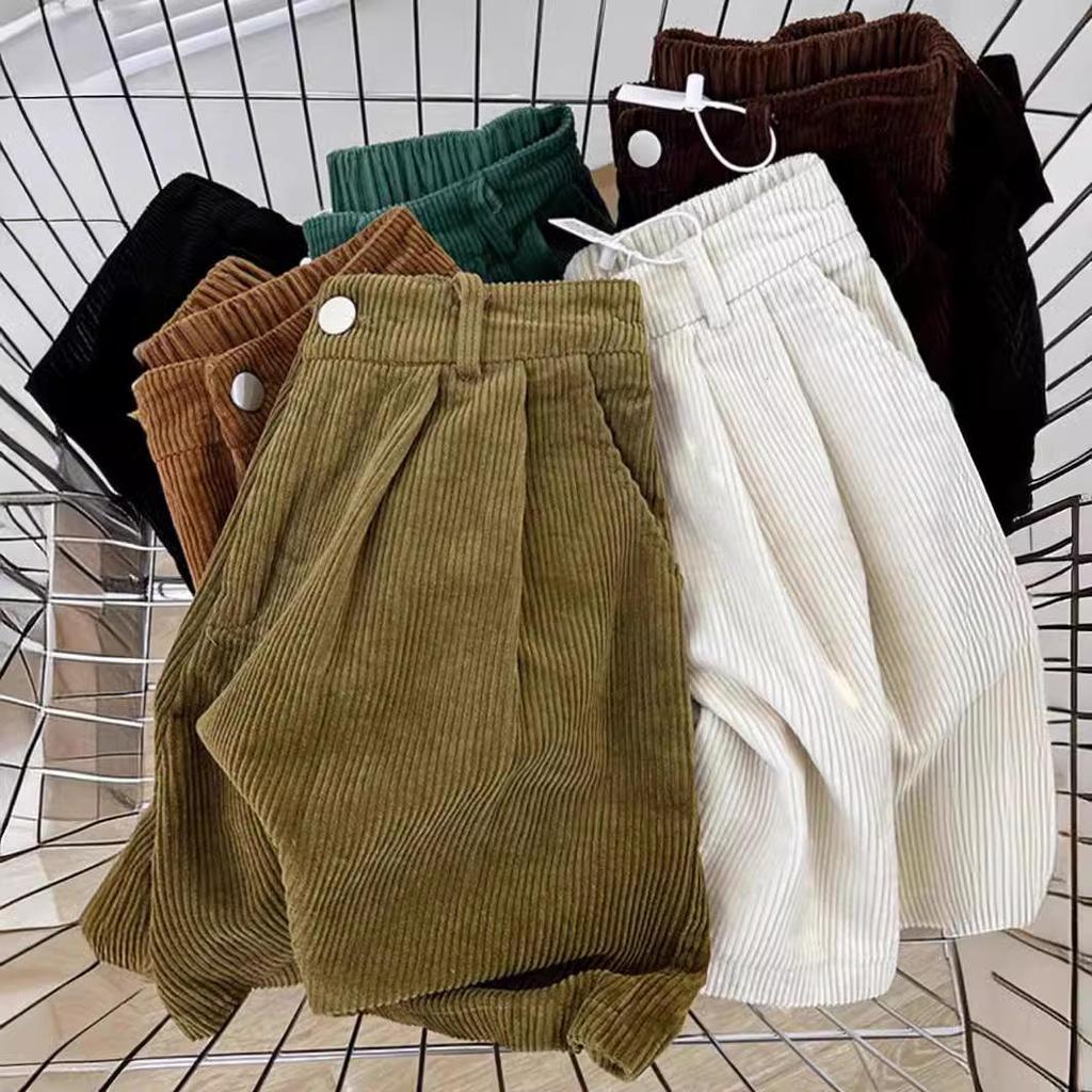 Женские вельветовые шорты с высокой талией в стиле ретро, А-силуэта, приталенные, повседневные, широкие, маленького размера для коллекции осень/зима 2025