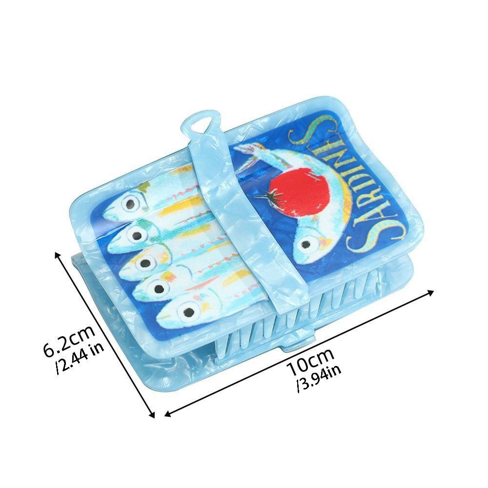 Sweet Hairpin Small Fish Hair Clip Sardine Can Large Ocean Animal Hair Claw Holiday Style Pvc Square Fish Grab Clip Girls