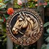 Horse Aluminum Metal Wall Art Round Decor Living Room Sign 2D Flat Print