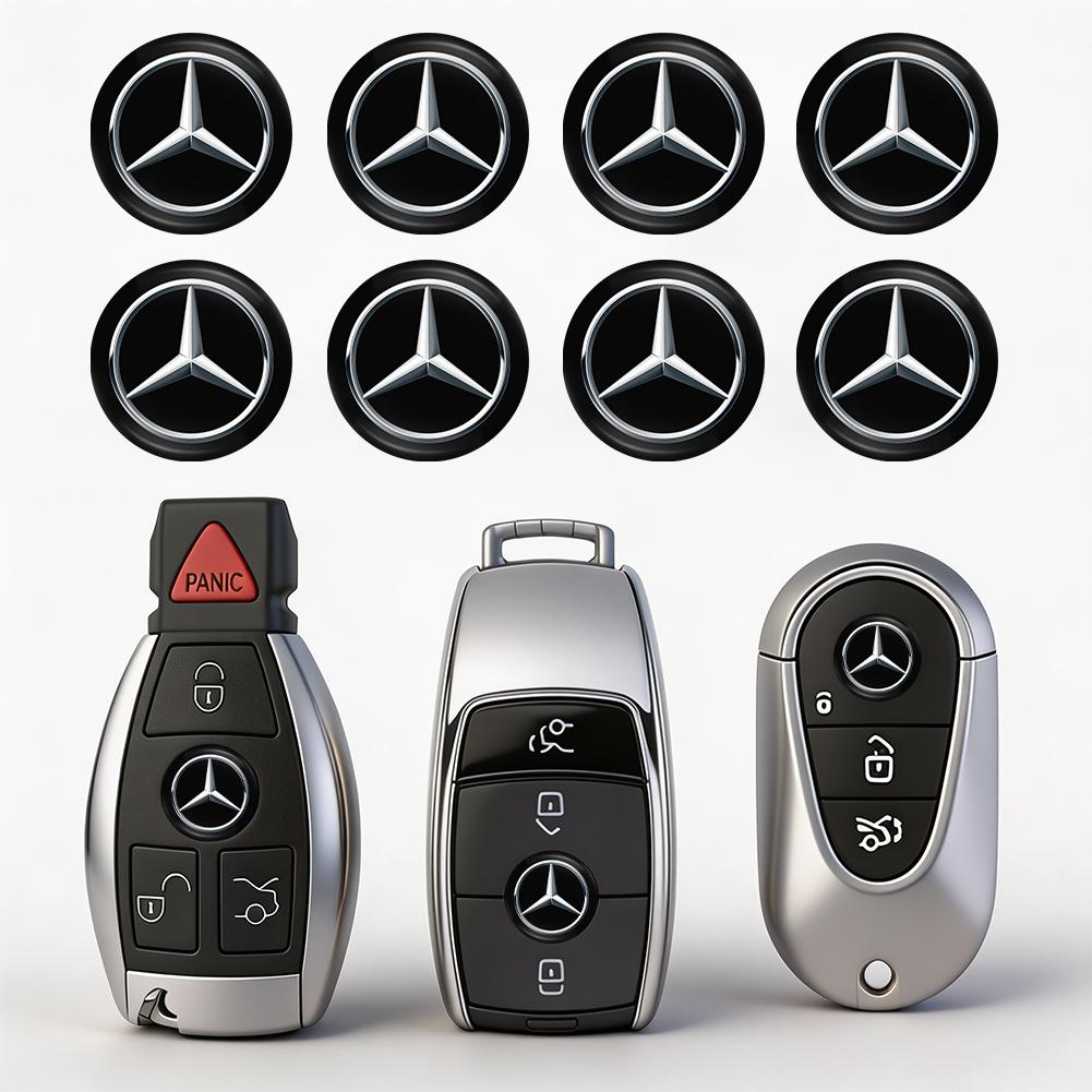MEA4 14mm Car Key 3D Aluminum Logo Replacement Sticker Accessories For Mercedes-Benz GLC X253 X254 C-Class W205 W206 A-Class W177 GLA