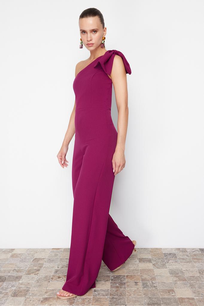 Женский модный новый комбинезон с черным бантом и детальным тканым комбинезоном с одним рукавом