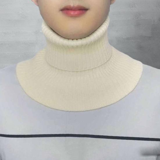 Men's Knitted Scarf Cold-Proof Versatile Keep Warmth All-match Solid Color Elastic Neck Cover for Winter