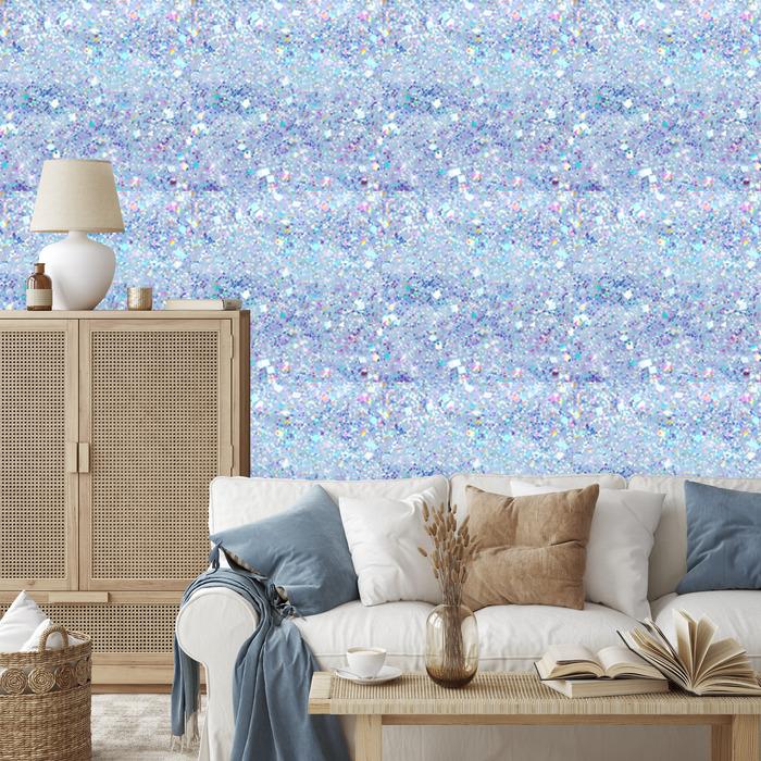 Iridescent glitter wallpaper azure, blue and celadon 50x1000