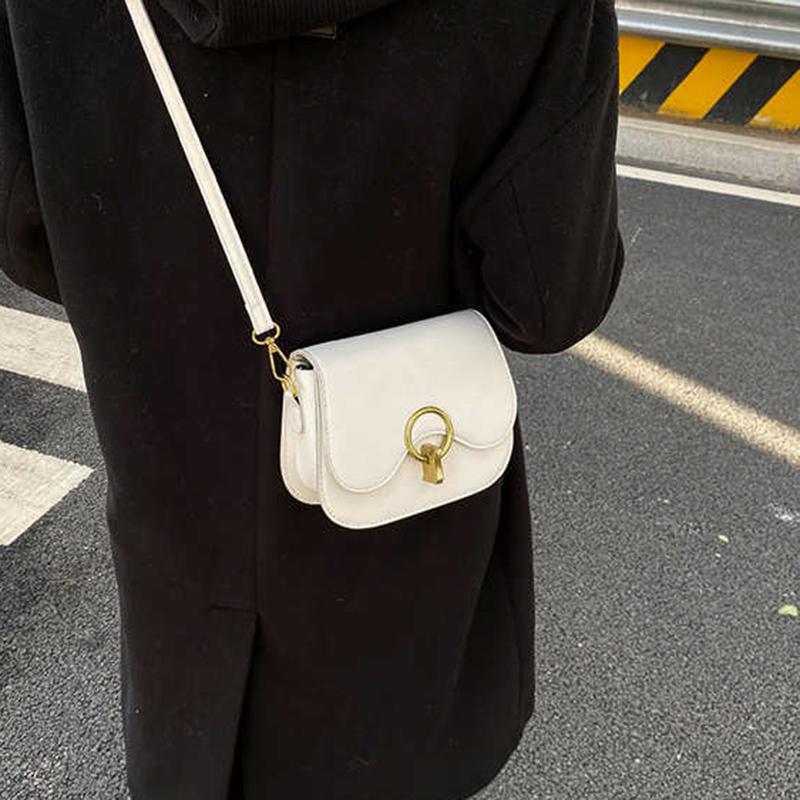 Винтажная маленькая сумка через плечо с клапаном из искусственной кожи, модная осенняя однотонная универсальная сумка через плечо