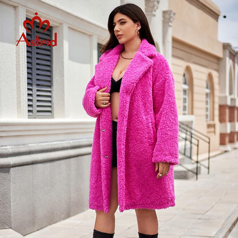 Astrid 2024 Длинная зимняя женская куртка-мех Тедди, стильная женская толстая теплая повседневная уличная одежда больших размеров 30199