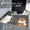 Серый Мультяшный Абсорбирующий Коврик для Двери из Диатомовой Земли - Грязеотталкивающий Входной Коврик для Дома