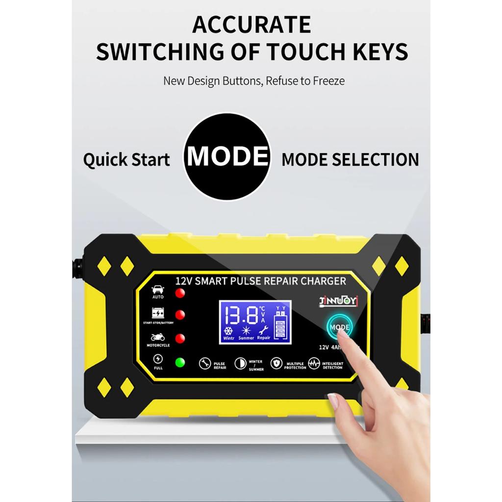 6A 12V автомобильное зарядное устройство для аккумулятора импульсный ремонт ЖК-дисплей умная быстрая зарядка AGM Deep Cycle GEL свинцово-кислотное зарядное устройство для автомобиля мотоцикла